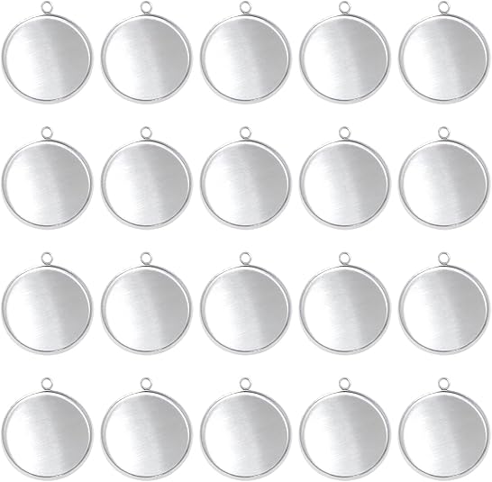 Crafting Resin - 20 sztuk okrągłych bazy z nierdzewnej