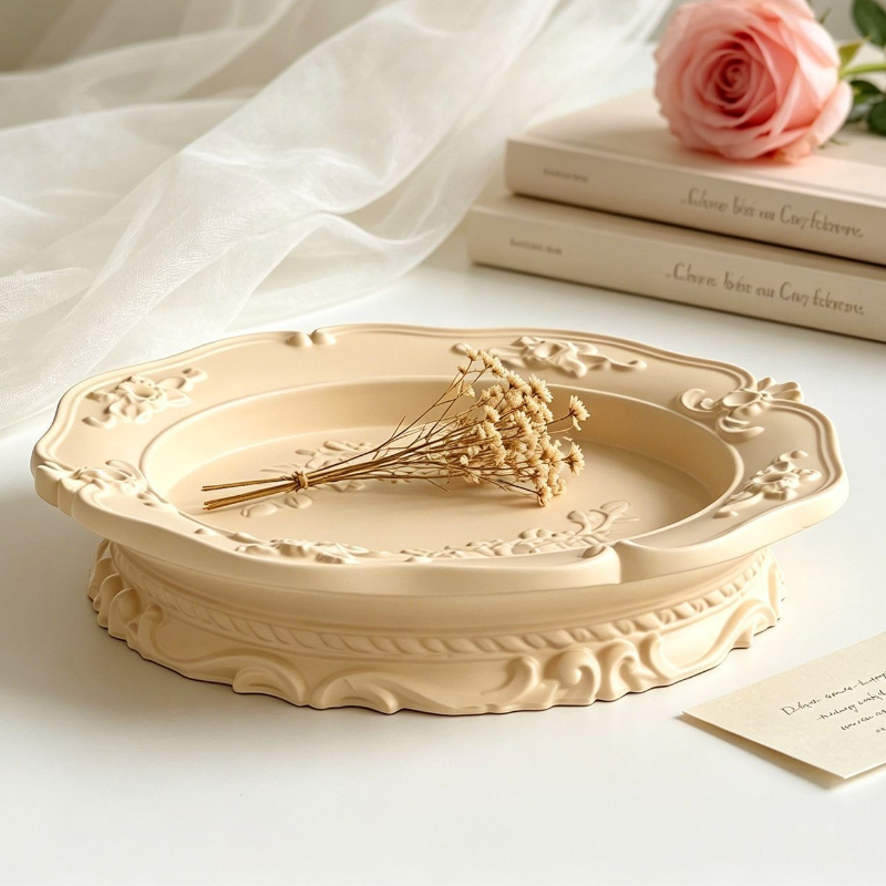 Coaster Mold Round - Elegancka, vintage'owa forma silikonowa z koronką