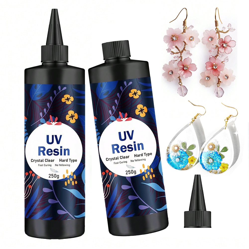 Resin Jewelry Kit - 250g/500g żywicy UV przezroczystej, twardego kleju,