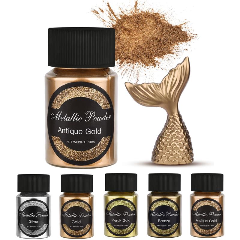 Resin Pigment Set - 20 ml Shimmer Metallic Gold Silver