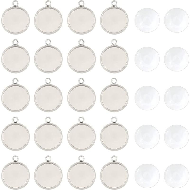 Bezels Set Pendant - 50 zestawów wisiorek zestawy biżuterii kaboszonowej